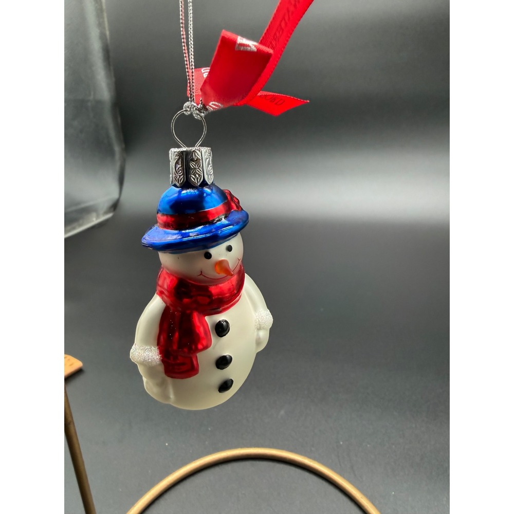 Waterford Holiday Heirlooms Glass Snowman Ornament Blue Hat Red Scarf Christmas